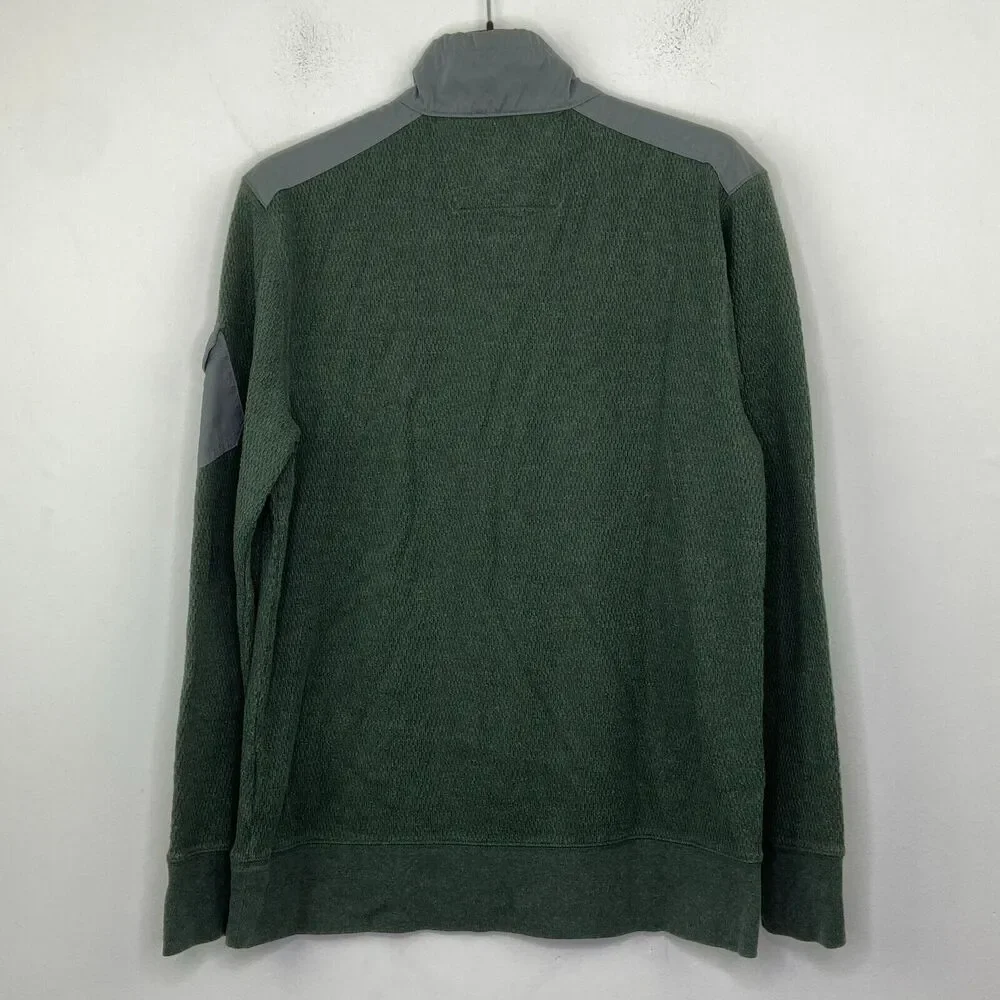 Banana Republic Men's Large Sweater Green Pocket Sleeve Waffle Knit Popover BY8